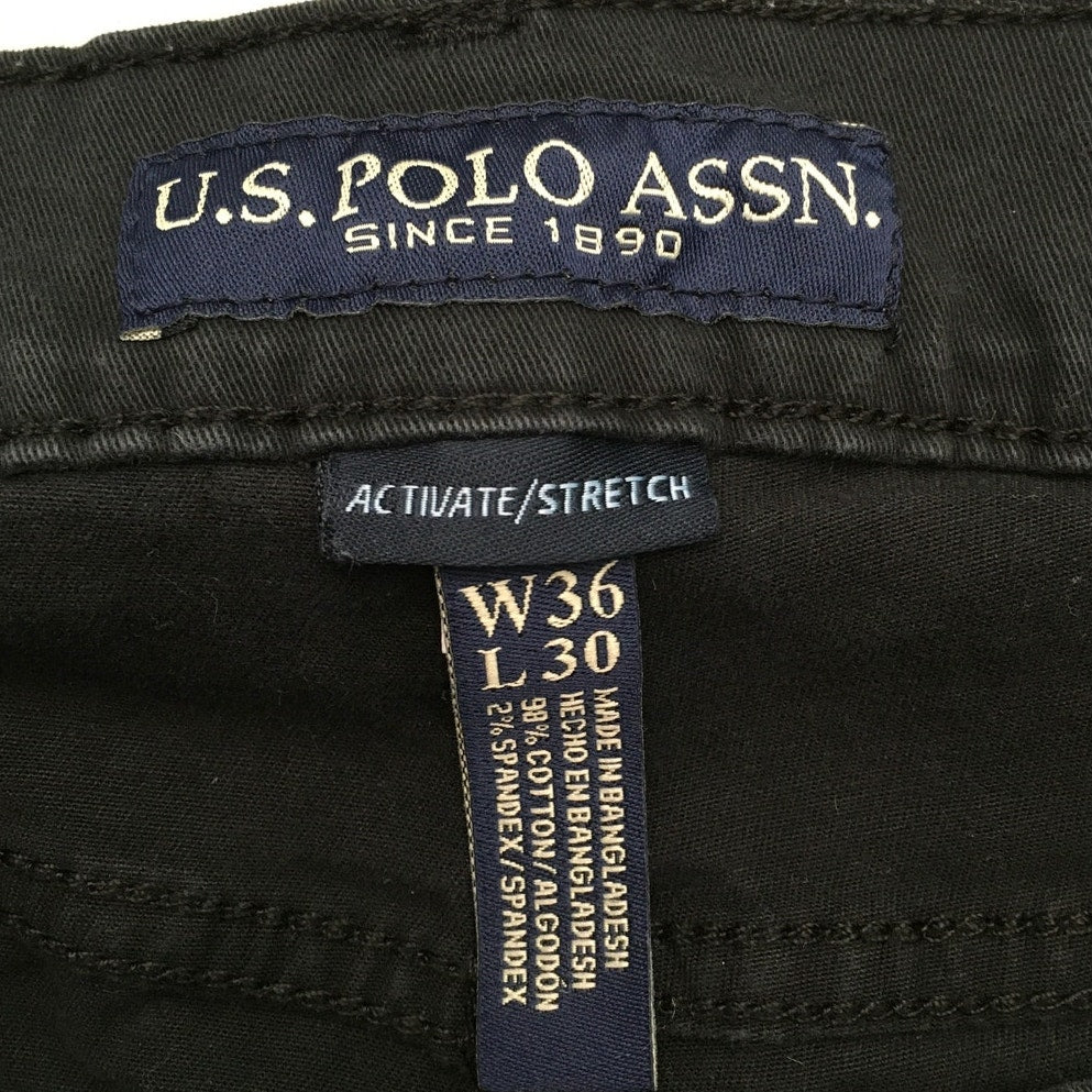 U.S. Polo Assn. Men's Black Stretch Pants 36W x 30L- Classic, Streetwear, Casual
