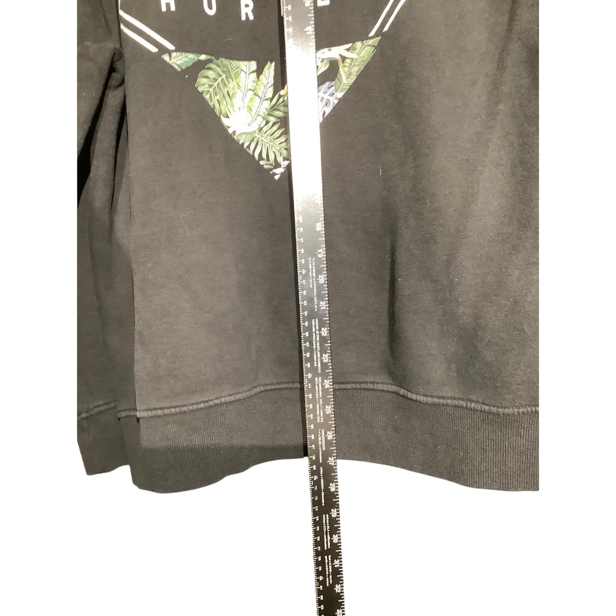 Hurley Men's XL Black Tropical Leaf Logo Pullover Hoodie Surf Skate