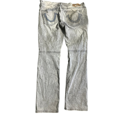 True Religion Gray Moto Jeans Size 38 – Streetwear, Grunge, Distressed FLAW