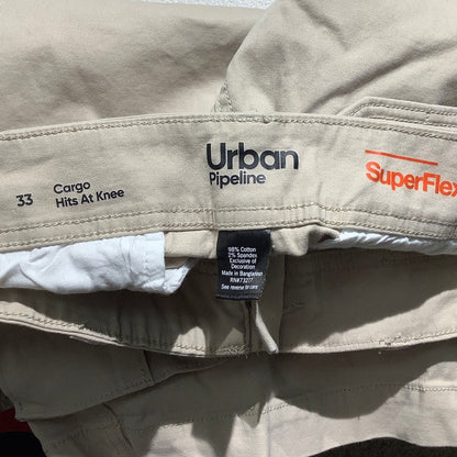Urban Pipeline Cargo Shorts Men's Size 33 Khaki — Superflex, Utility, Casual