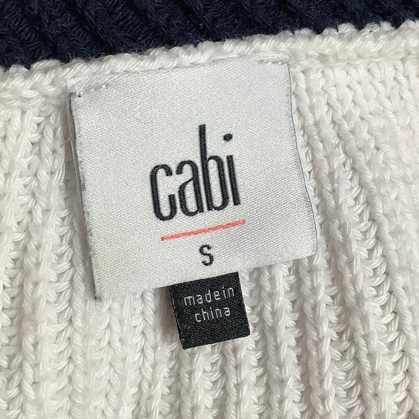 Cabi Academia White V-Neck Sweater S - Preppy, Classic, Academia