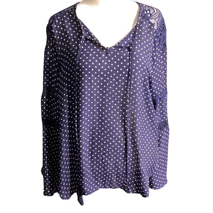Haute Project Polka Dot Blouse Women’s Size Large — Sheer, Boho, Lightweight