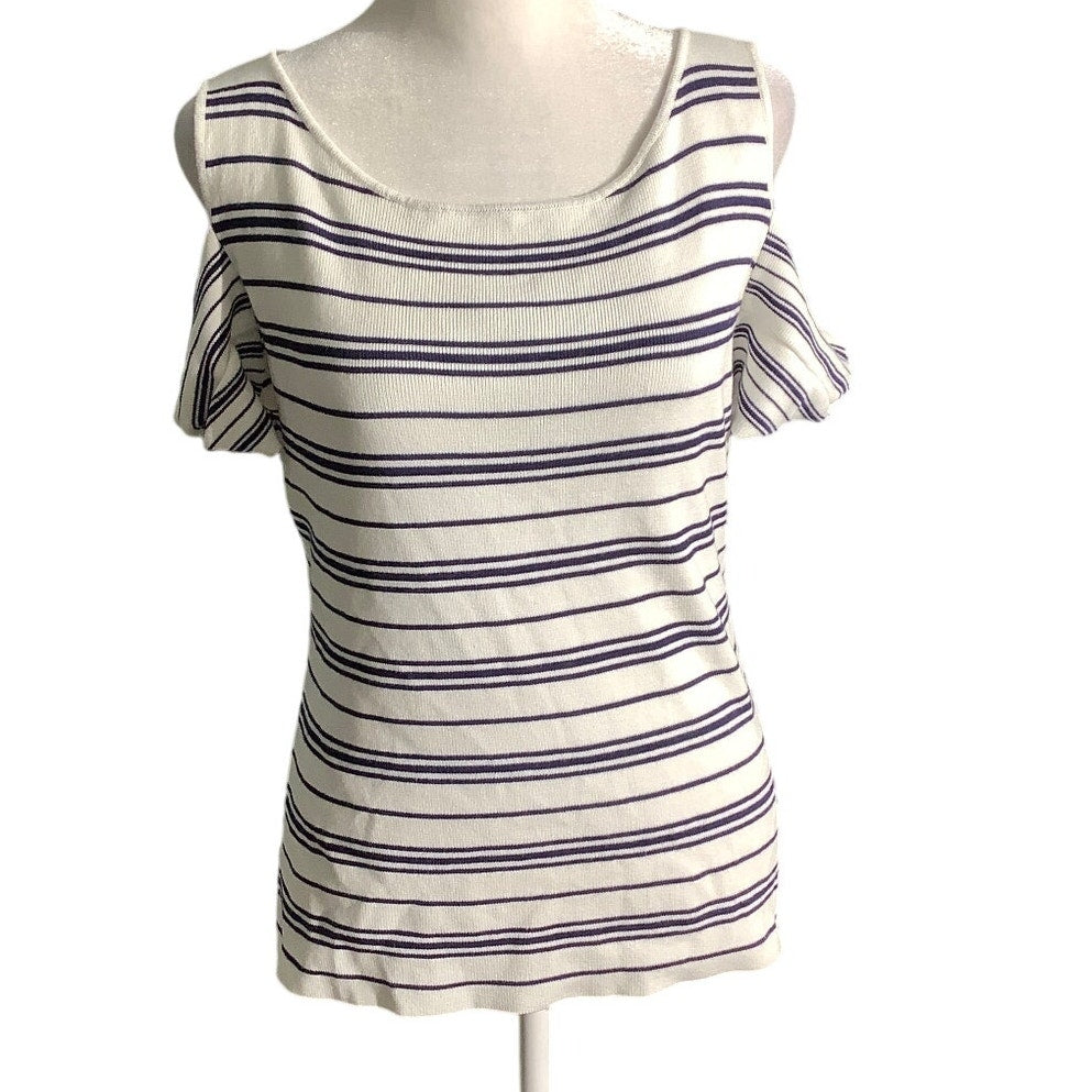 Vila Milano Striped Top Women’s Size Medium — Off Shoulder, Casual, Chic