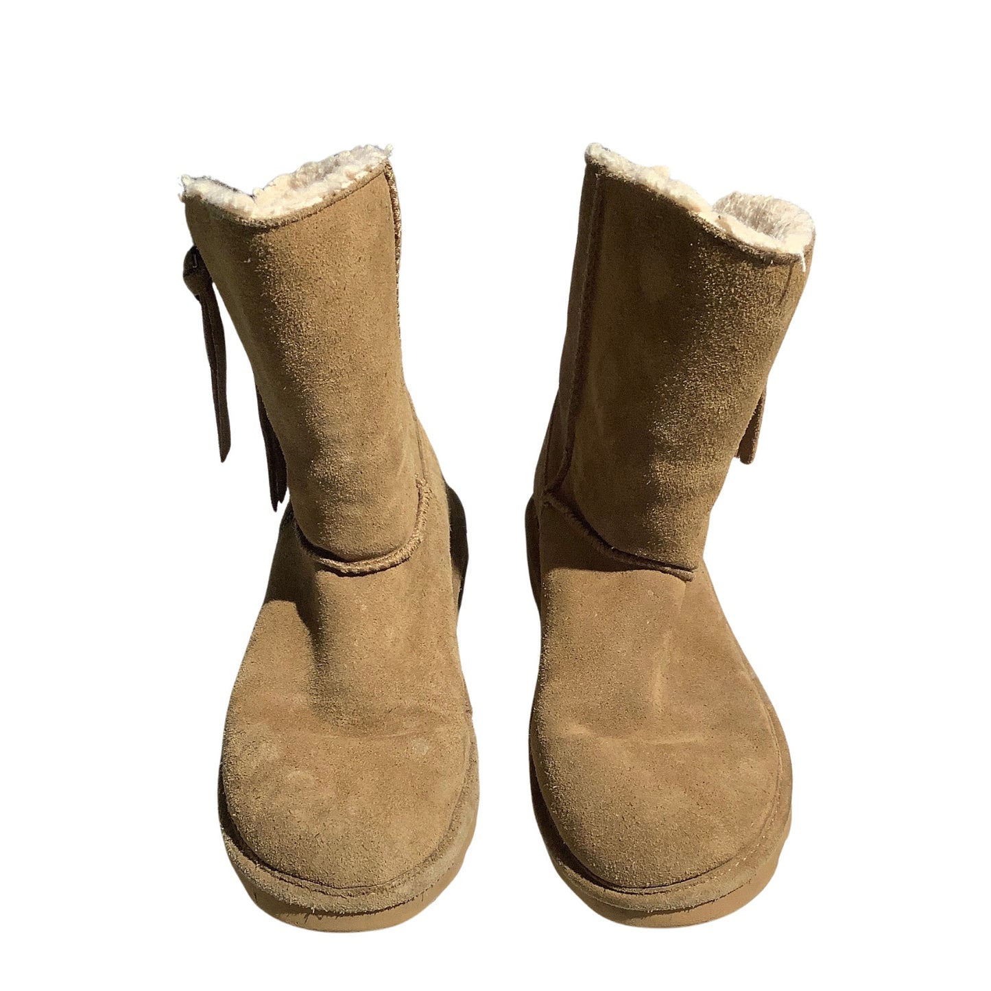 Bearpaw Sheepskin Lined Suede Boots Tan Women’s 8 — Winter, Cozy, Casual