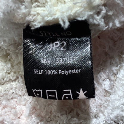 POL White Pink Tan Fuzzy Striped Sweater Women S/M — Soft, Cozy, Lightweight