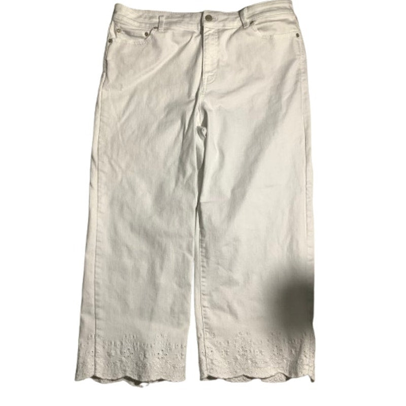 Talbots White Wide Crop Pants Women’s 14 — High Waist, Casual, Flawless Fit