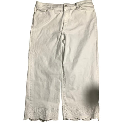 Talbots White Wide Crop Pants Women’s 14 — High Waist, Casual, Flawless Fit