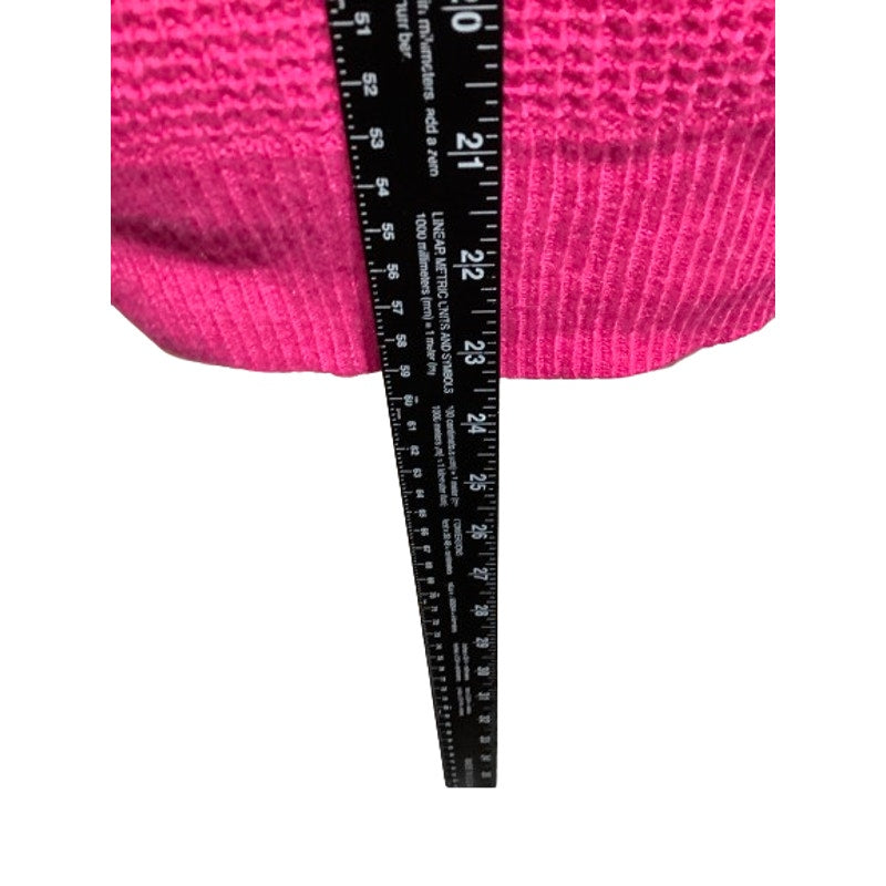 J.Crew Hot Pink Waffle Knit Sweater Size Medium - Preppy, Cozy, Casual