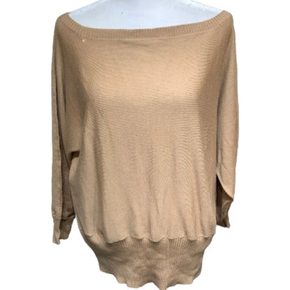 Banana Republic Tan Merino Wool Sweater XL Off-Shoulder, Cozy, Preppy * Flaw