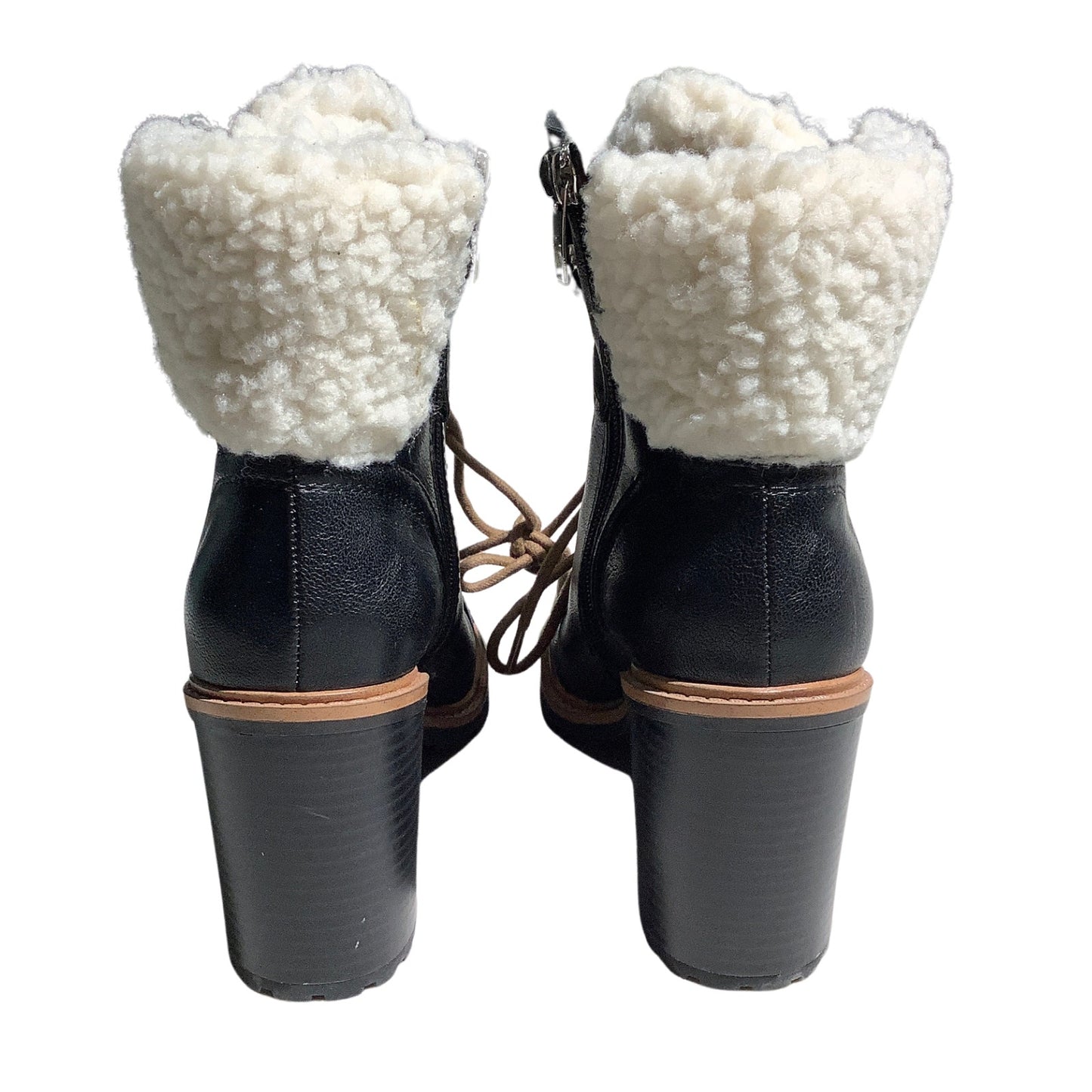 Nine West Black Penni Sherpa-Lined Ankle Boots Women’s 6M — Combat, Winter, Moto
