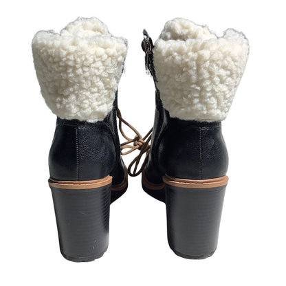 Nine West Black Penni Sherpa-Lined Ankle Boots Women’s 6M — Combat, Winter, Moto