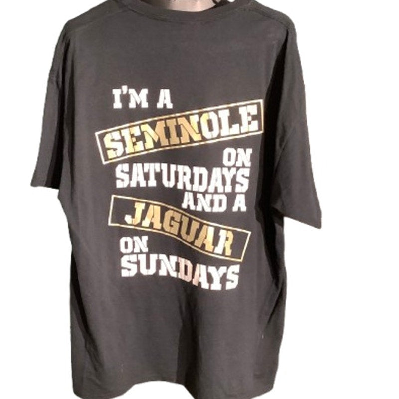 Jerzees Black Jacksonville Jaguars Florida State T-Shirt Men’s XL — NFL, NCAA