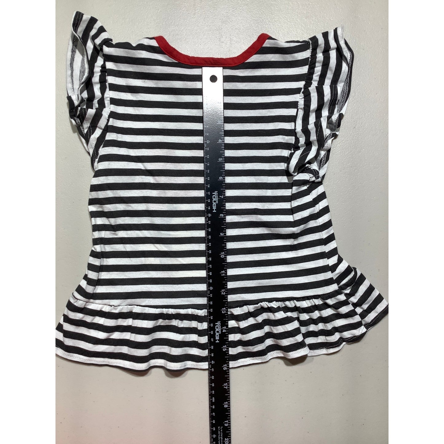 Disney Minnie Mouse White Black Striped Girls 6X — Ruffle Hem, Graphic, Cute