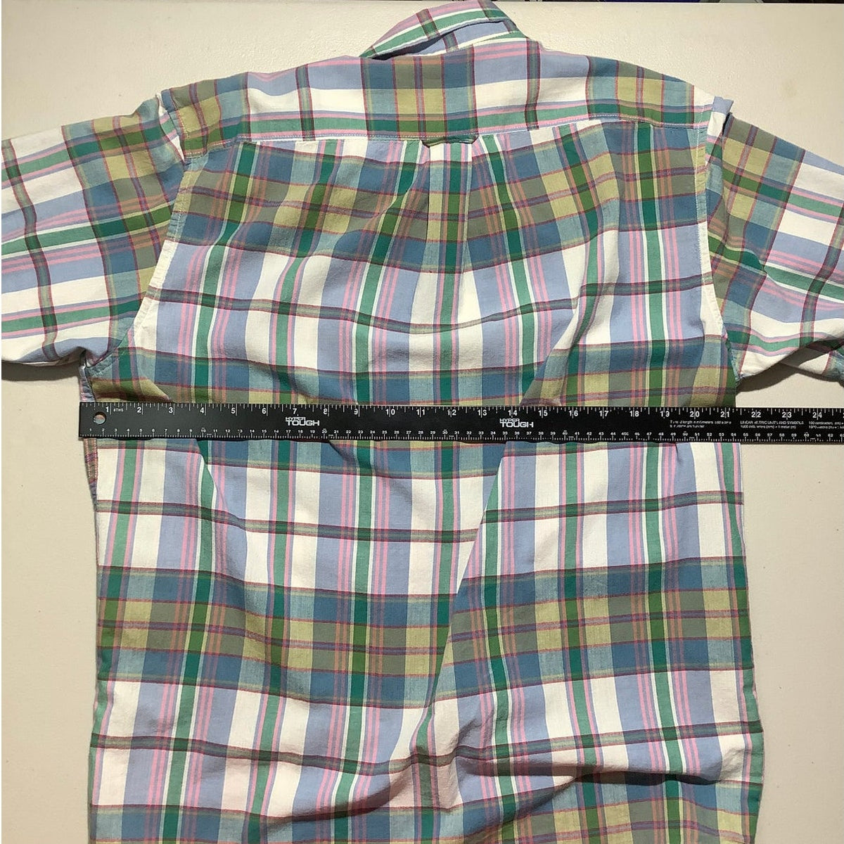 Lands' End Men's M Multicolor Pastel 100% Cotton Short Sleeve Button Down