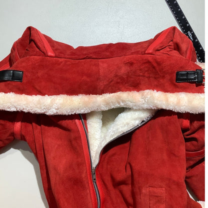 Real Leather Bright Red Suede Jacket Men’s L NWT — Aviator, Y2K, Statement