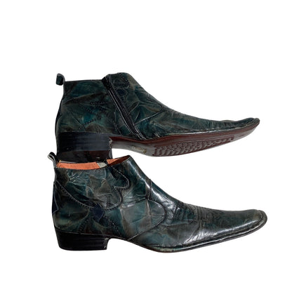 Robert Wayne Western Ankle Boots Leather Men’s 10 — Side Zip, Dress, Statement