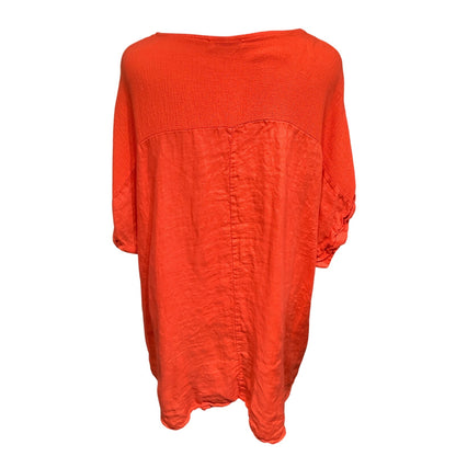 Bellambia Orange Linen Lagenlook Top, Size 2X – Boho, Casual, Lightweight