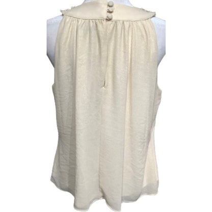 Jackie Jon NY Cream Sleeveless Top 12 Embellished Glam Faircore Regency Party