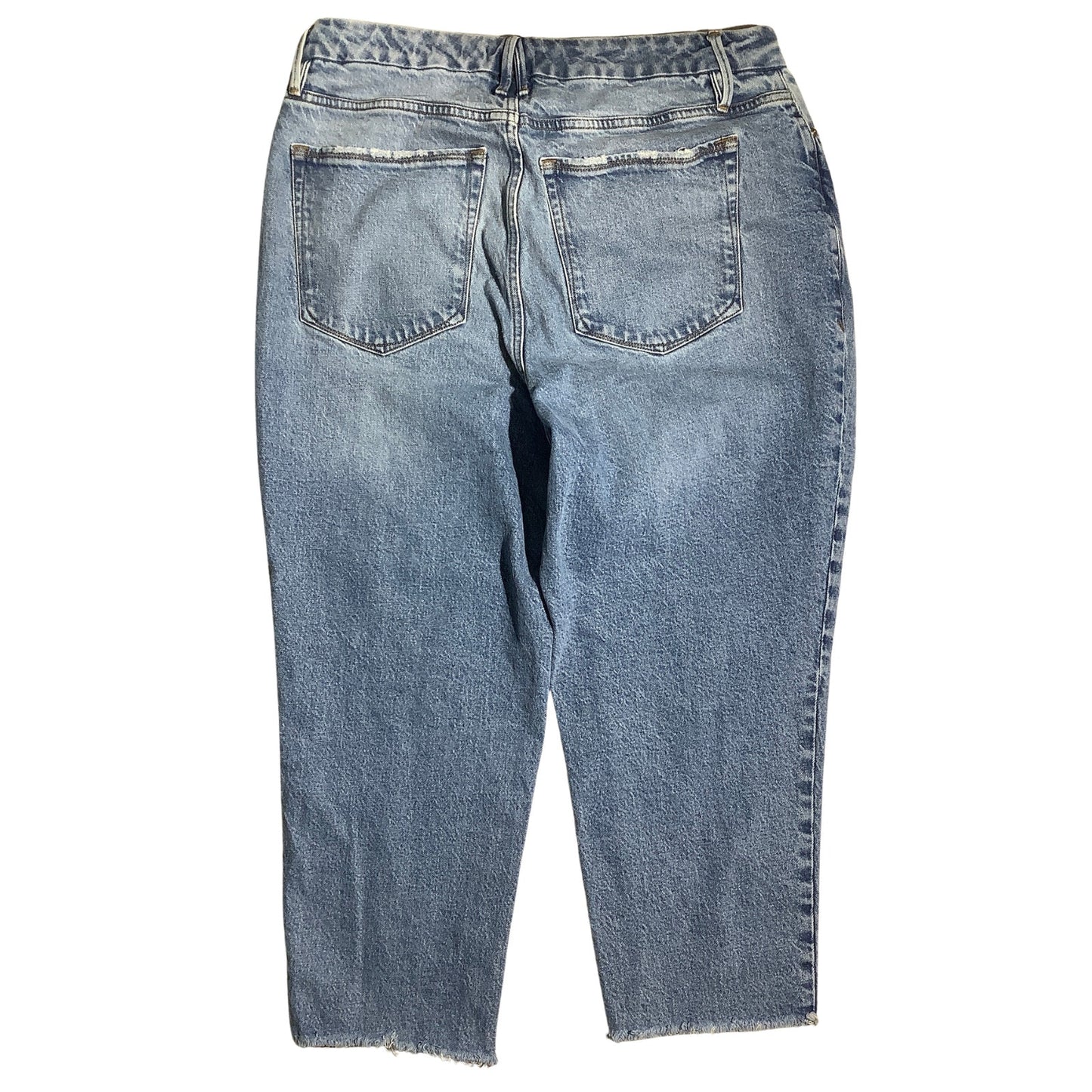 Good American Light Wash Cropped Jeans Women 15 — Frayed, Raw Hem, Casual
