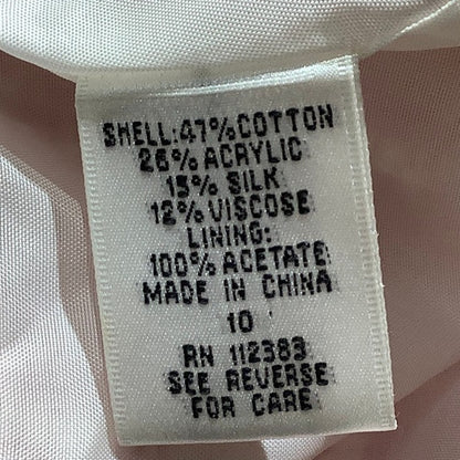 Reba Pink White Tweed Skirt Women’s Size 10 — Silk Blend, Ruffle Hem, Feminine