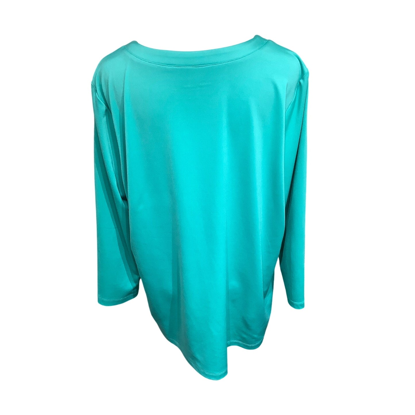 Susan Graver Aqua Long Sleeve Top, Size L – Comfortable, Relaxed, Casual