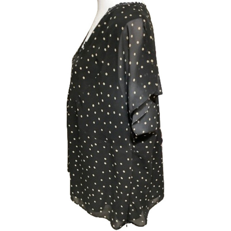 Apostrophe Woman Black Polka Dot Top 20W - Polka Dot, Chic, V-Neck