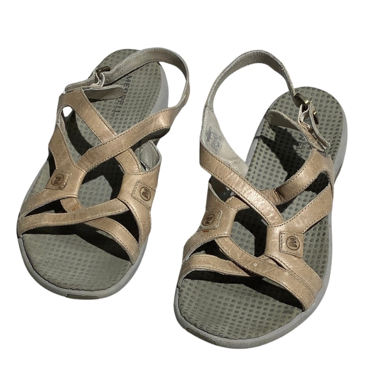 Merrell Leather Strap Sandals Women’s 7 Momentum Agave— Outdoor, Hiking, Comfort