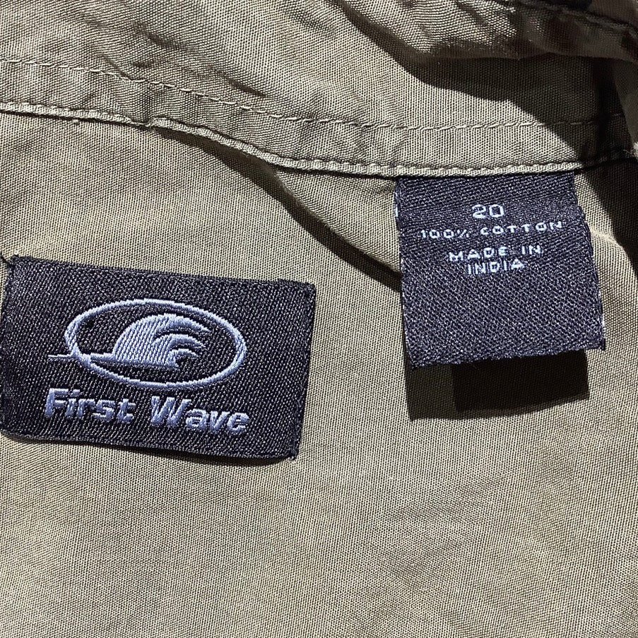 First Wave Camo Shirt Men’s Size 20 – Full-Zip, Button Front, 100% Cotton