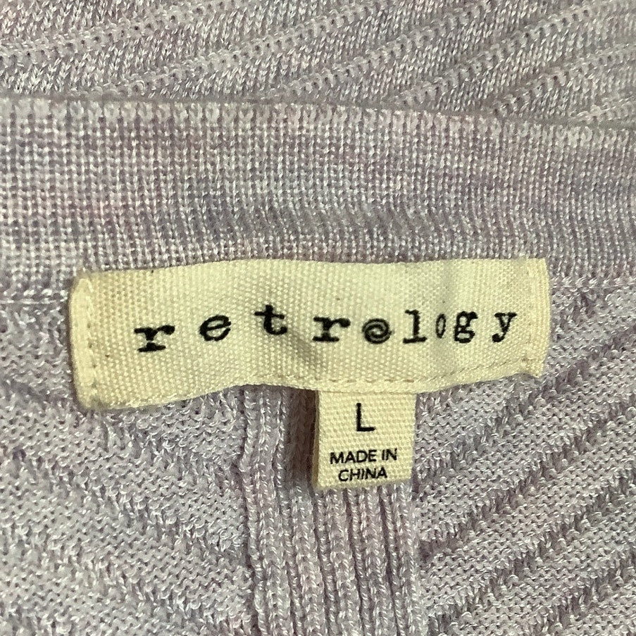 Retrology Lavender Ribbed Sweater - Sz L, Cozy Knit, Casual Wear