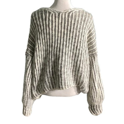 POL Chunky Knit Sweater Striped Women’s S/M — Wool Blend, Cozy, Oversized