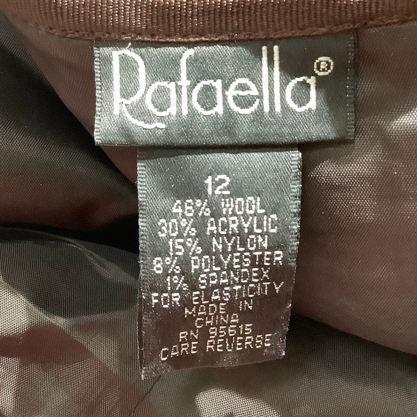 Rafaella Brown Green Plaid Skirt Women’s Size 12 – Classic, Wool Blend, Side Zip