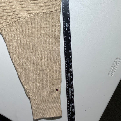 Tommy Hilfiger Men's Large Tan Cable Knit Braided Crewneck Sweater