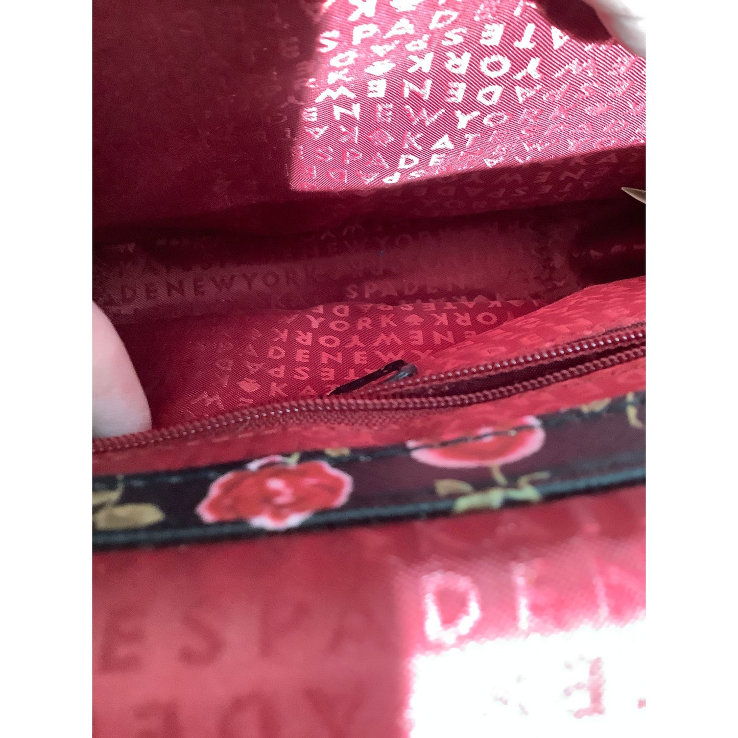 Kate Spade Crossbody Purse – Red, Floral Strap, Leather, Compact