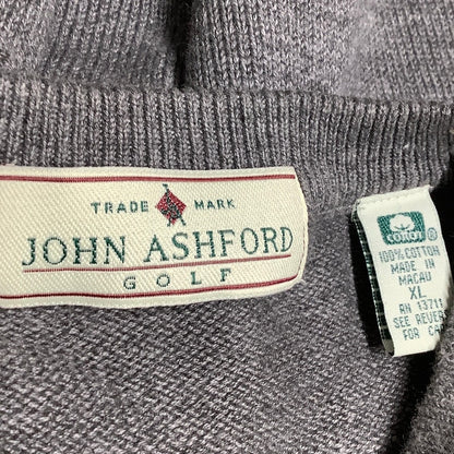 John Ashford Men's Argyle Sweater XL Grey Black Peach - Preppy, Cozy, Vintage