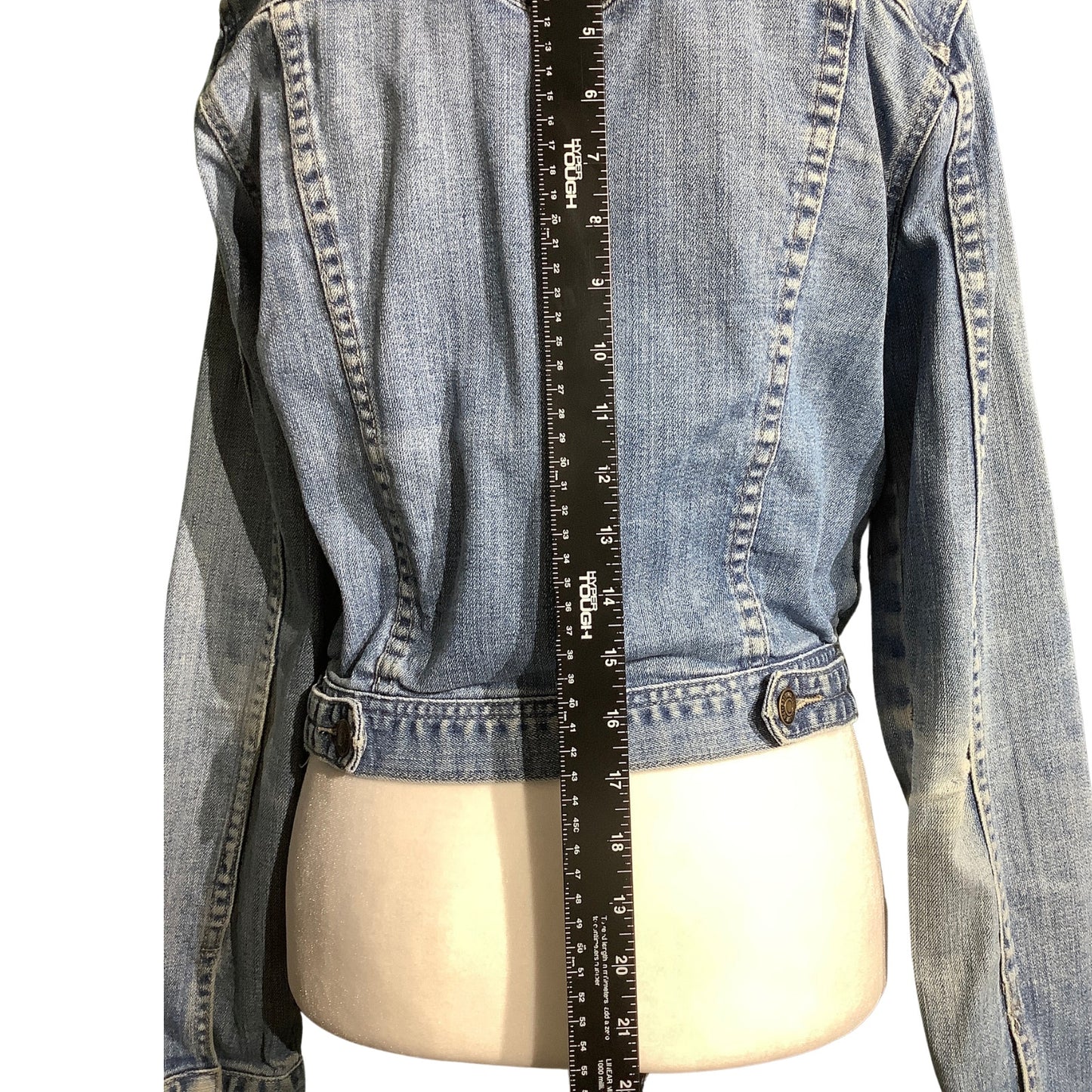 I Love H81 Light Blue Cropped Denim Jacket Women’s M — Y2K, Fitted, Casual