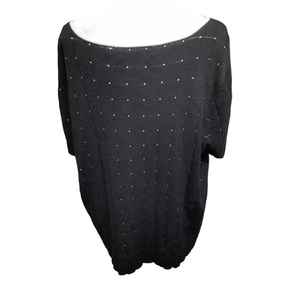 Elisabeth 2X Black Long Sleeve Top – Grandmacore, Preppy, Polka Dot Charm