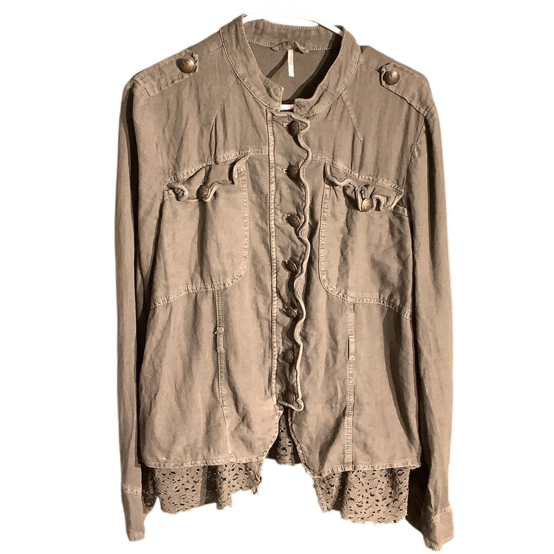 Free People Emilia Military Jacket Women’s Medium — Boho, Victorian, Ruffle Lace