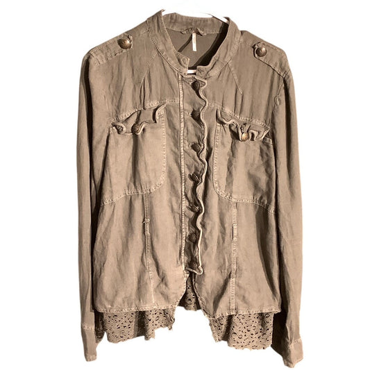 Free People Emilia Military Jacket Women’s Medium — Boho, Victorian, Ruffle Lace