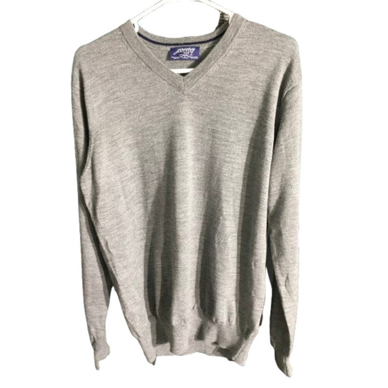 Jeremy Argyle Gray V-Neck Sweater Size L - Minimalist, Classic, Preppy