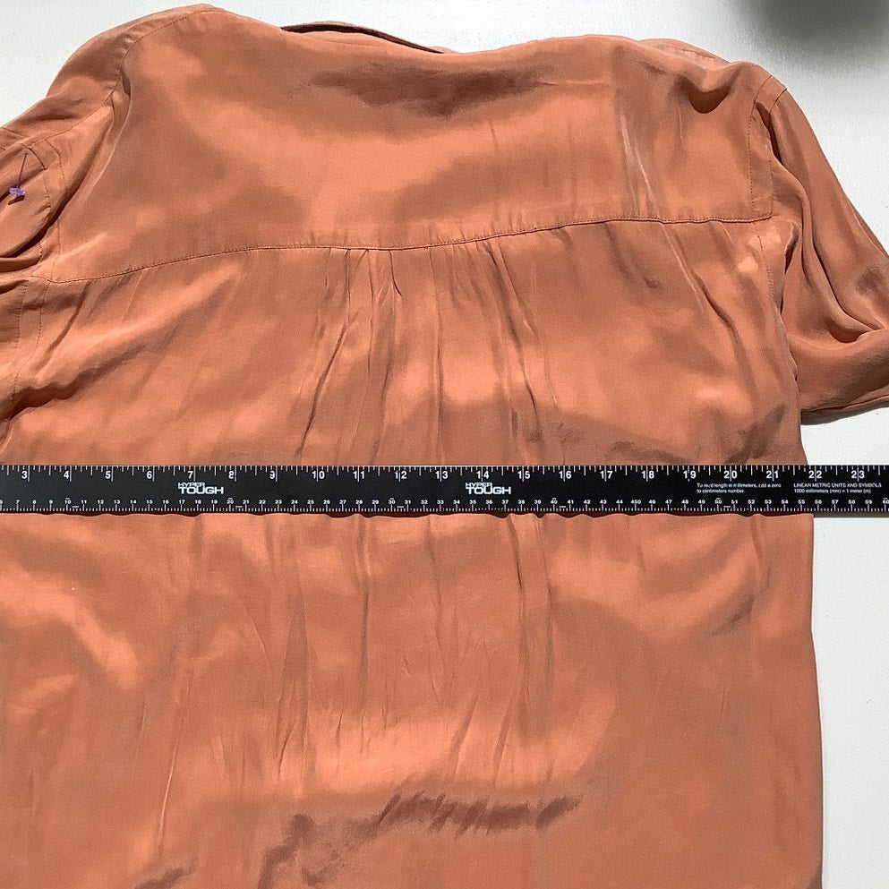 Carole Little 100% Silk Blouse Women’s 6 – Burnt Orange, Collared, Long Sleeve