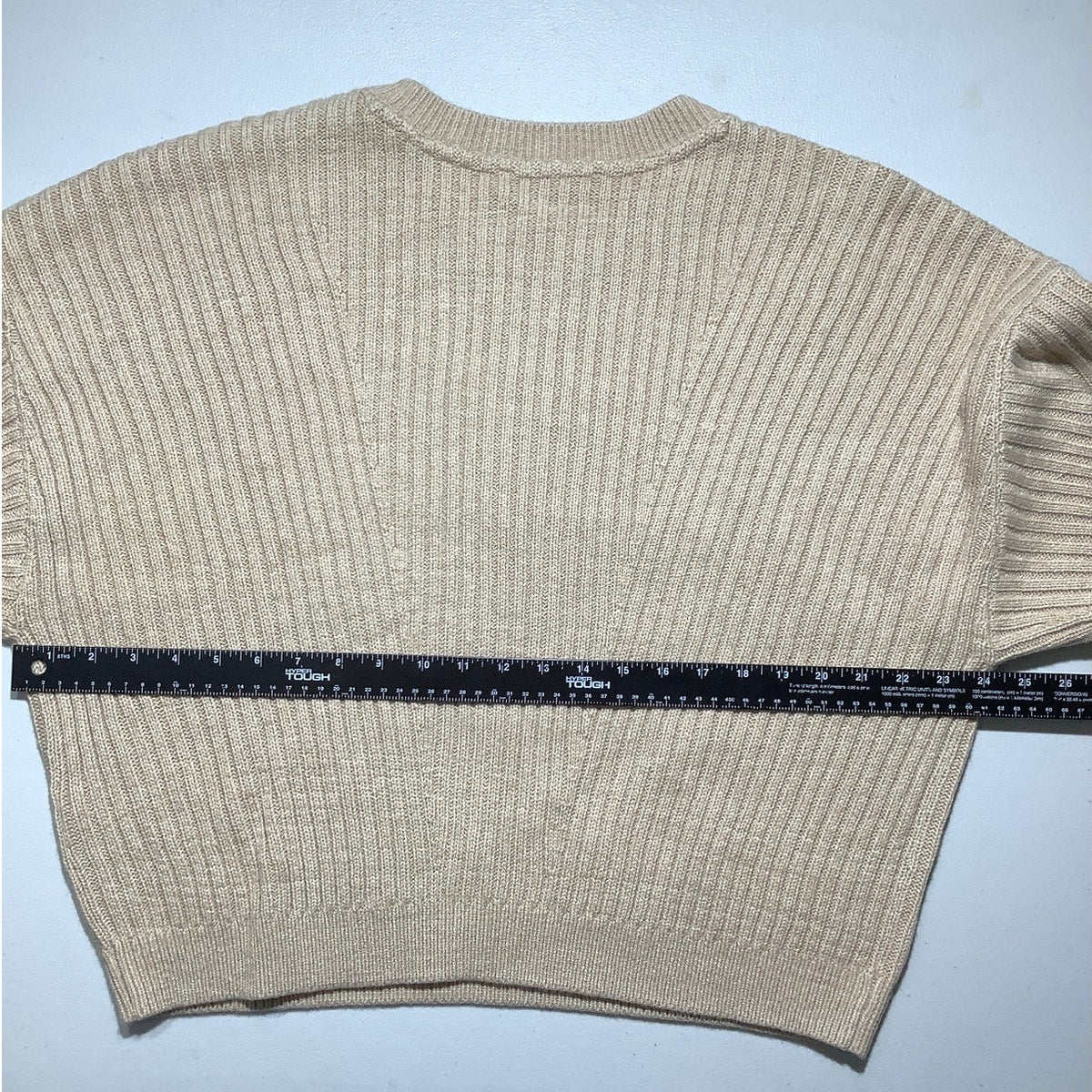Tommy Hilfiger Men's Large Tan Cable Knit Braided Crewneck Sweater