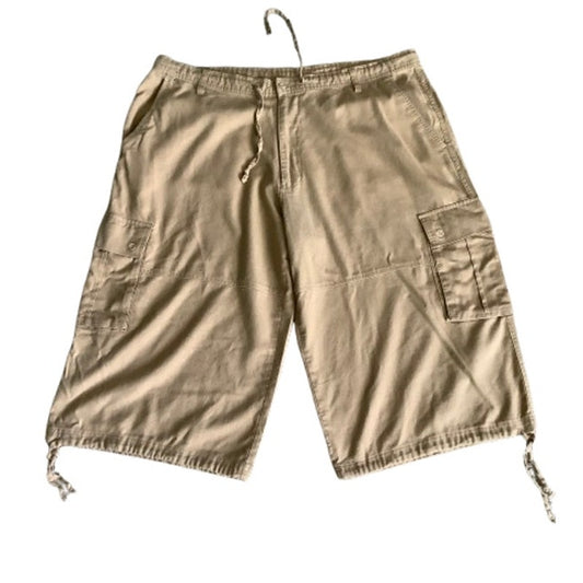 Trust Tan Linen Blend Cargo Shorts W46 - Utility, Relaxed, Casual