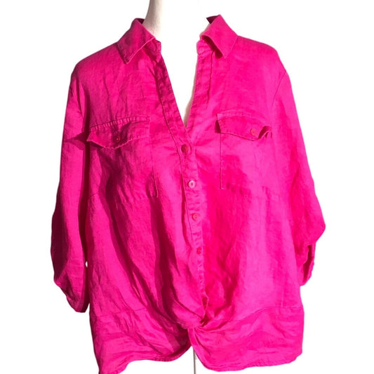International Concepts Pink Size 1X Button Up - Casual, Boho, Comfortable
