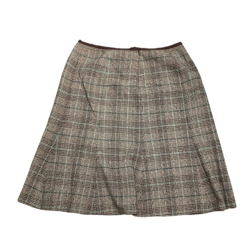 Rafaella Brown Green Plaid Skirt Women’s Size 12 – Classic, Wool Blend, Side Zip