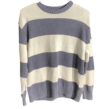 Hollister Light Blue White Striped Sweater Women S — Knit, Casual, Cozy