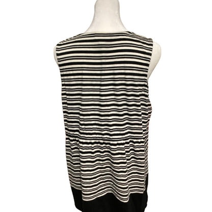 J.Jill Petite Sleeveless Striped Top, Black and White Sz M Office Relaxed Summer