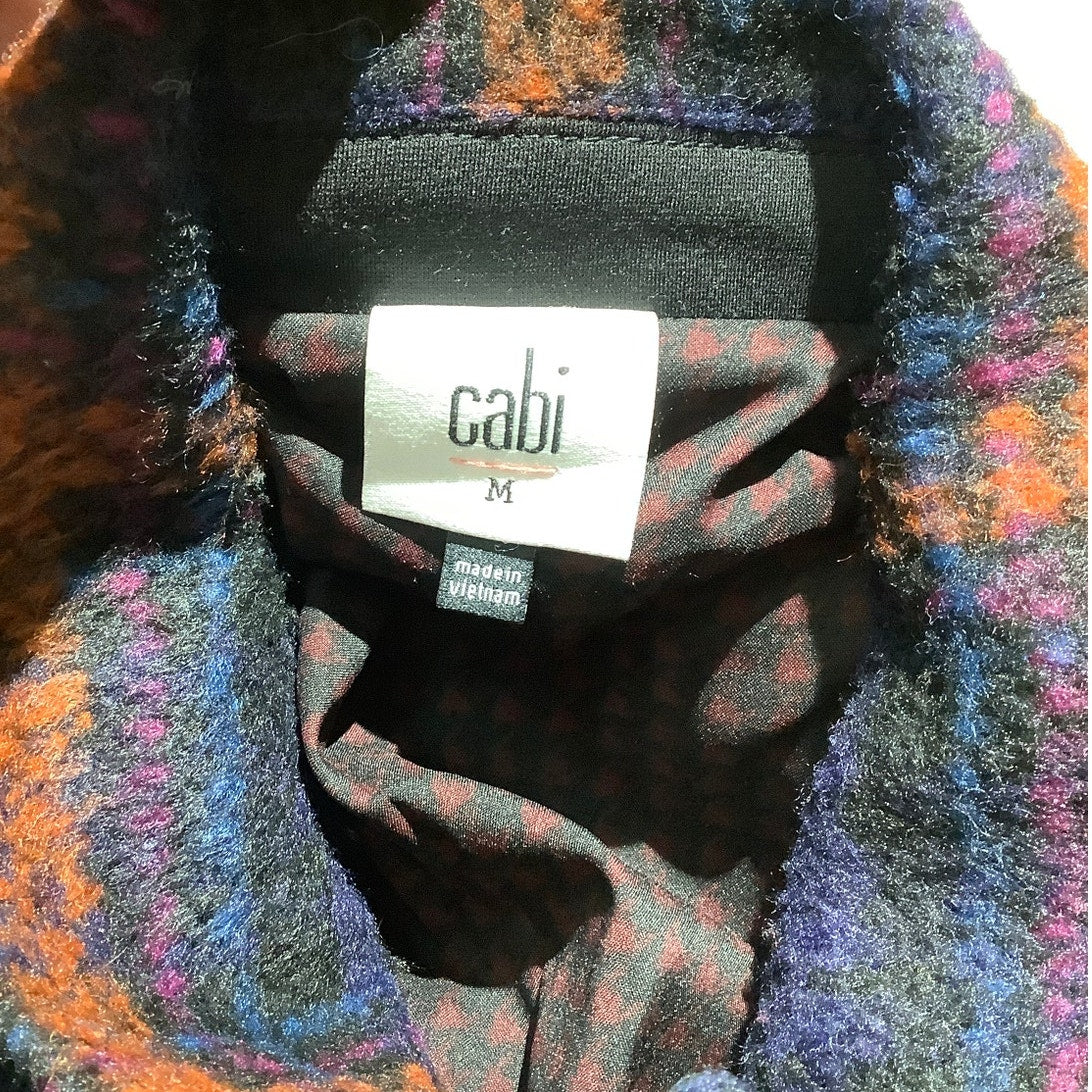 Cabi Women's M Navy Orange Plaid Checkmate Wool Blend Double Breasted Jacket