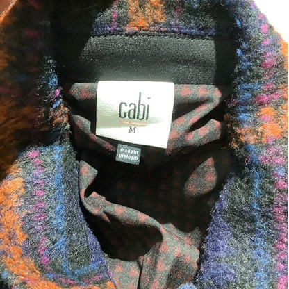 Cabi Women's M Navy Orange Plaid Checkmate Wool Blend Double Breasted Jacket
