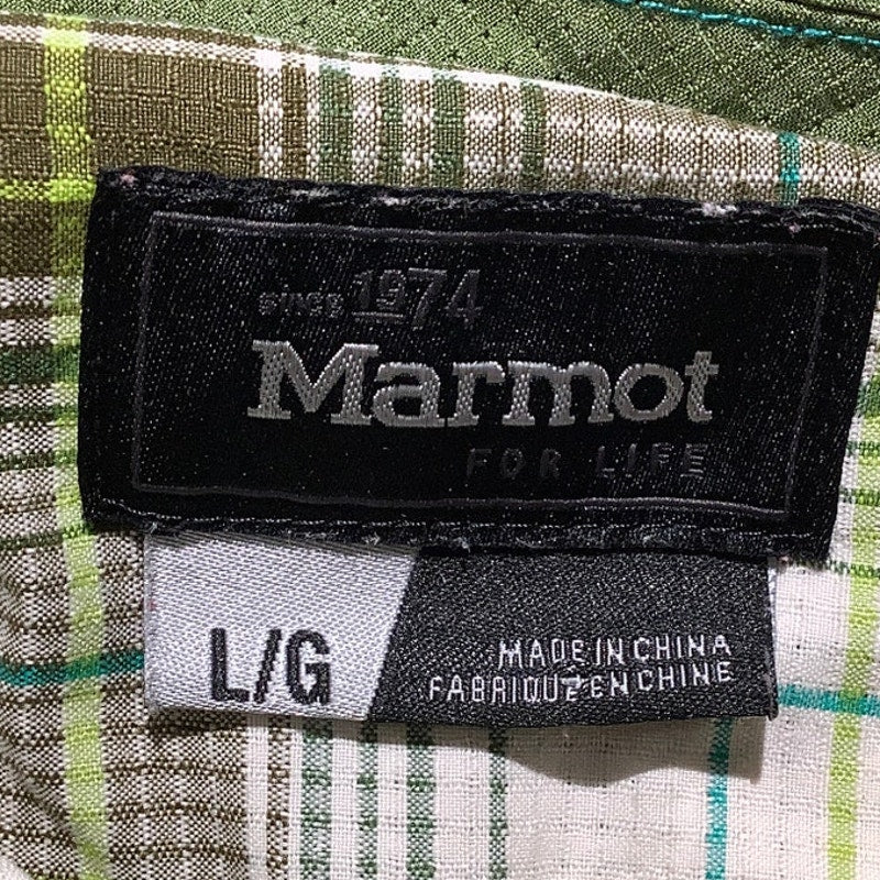 Marmot Green White Plaid Button Down Shirt Men’s L — Outdoor, Hiking, Gorpcore