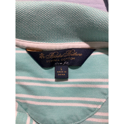 Brooks Brothers Men's L White 100% Cotton Performance Slim Fit Polo Shirt
